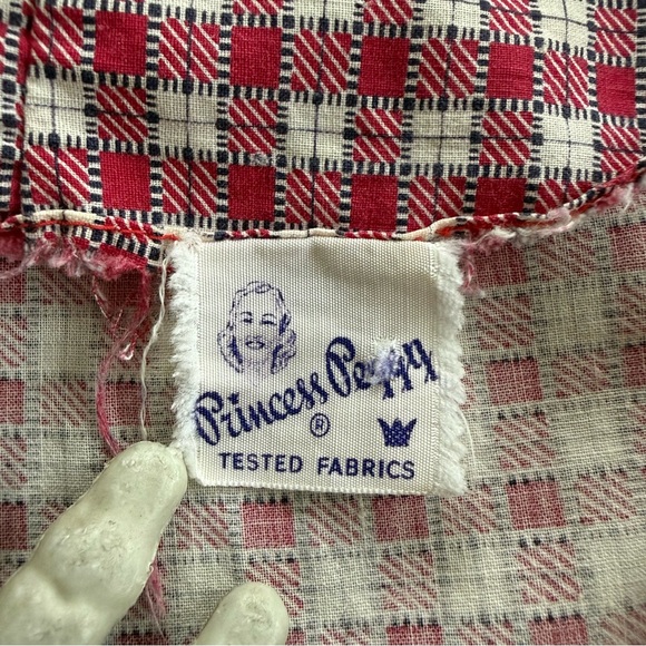 Vintage 40s Princess Peggy Red Microplaid Full Button Day Dress ~ Size Medium - Picture 7 of 8